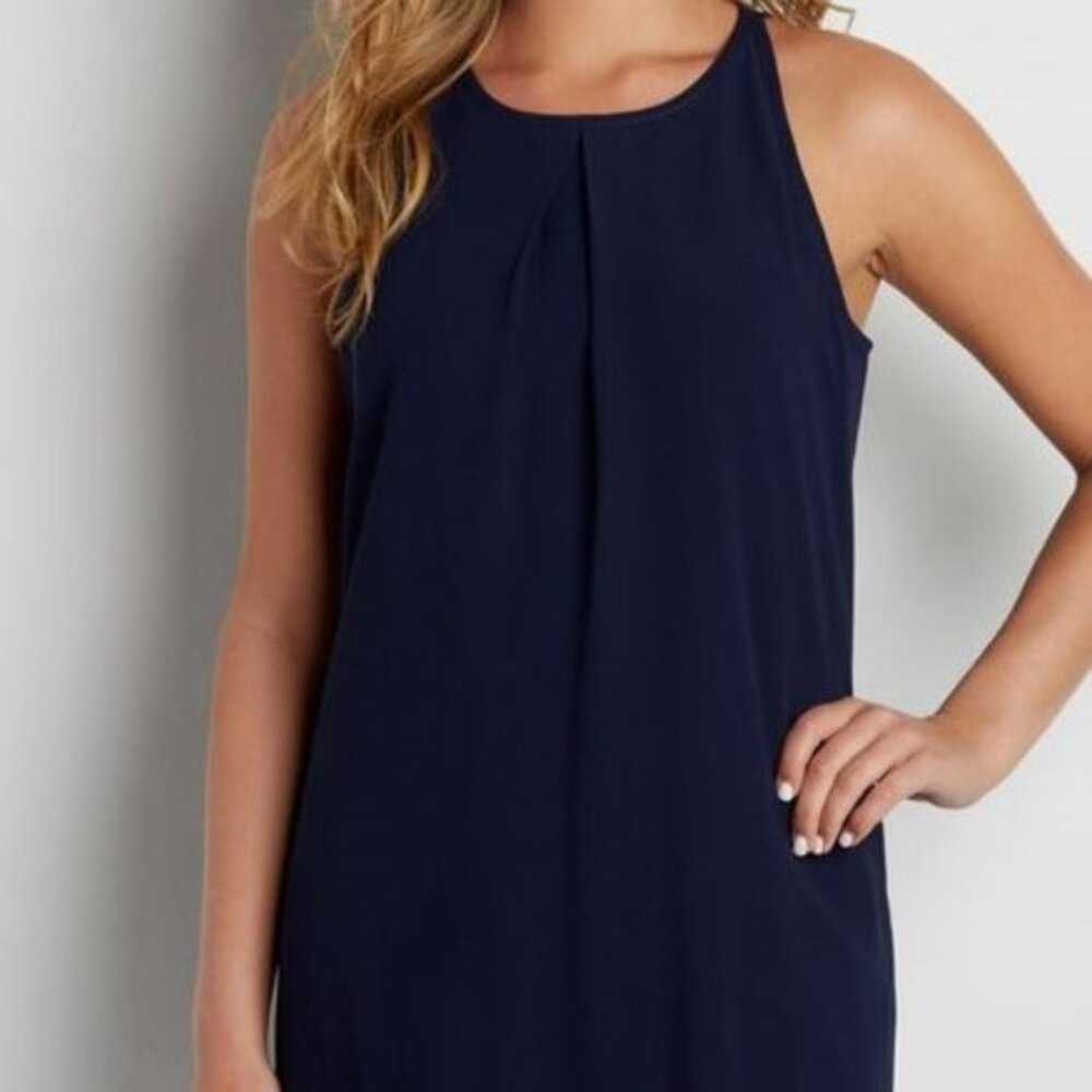 Maurice's Navy Blue Sleeveless Dress with Crocheted Hem - Size Medium